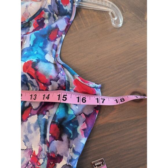 Theory Silk Watercolor Mini Dress Women's Size 0 Blue Sleeveless Side Pockets - Picture 8 of 16